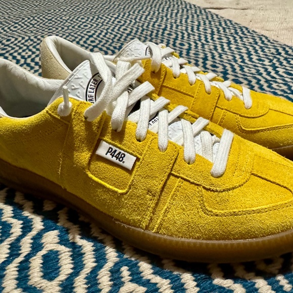 P448 Yellow Sneakers with Suede Material and White Laces - Picture 1 of 10